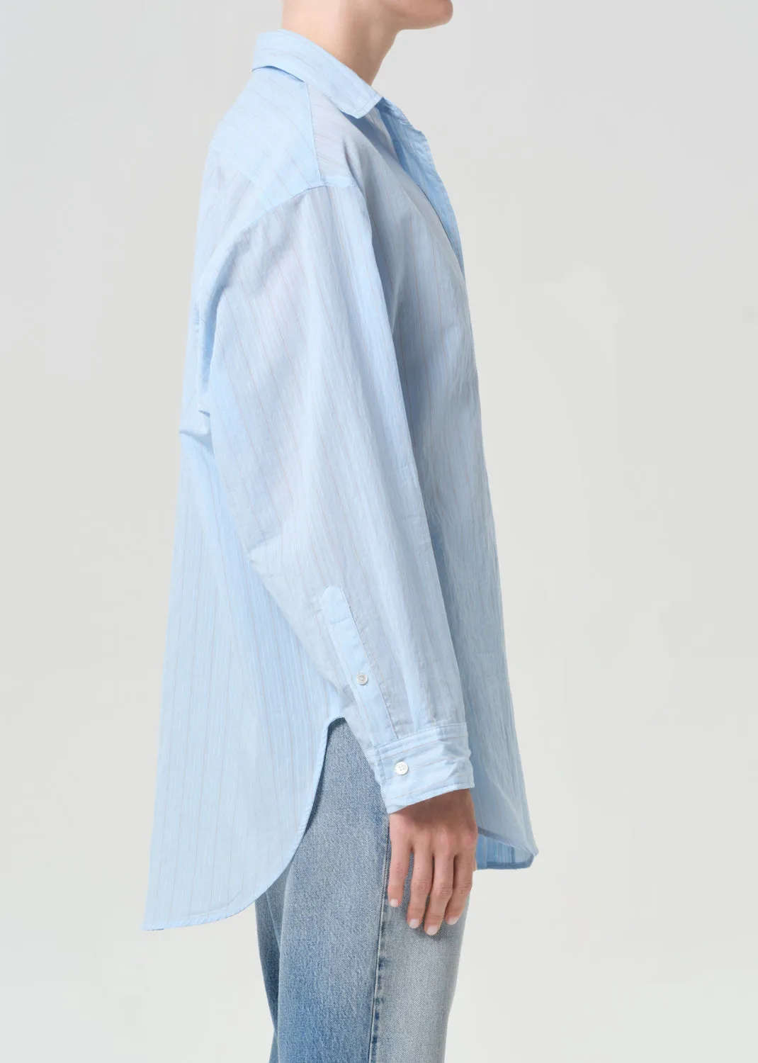 Sona Shirt in Fontana Stripe/Powder Blue sold by Agolde product image thumbnail 3