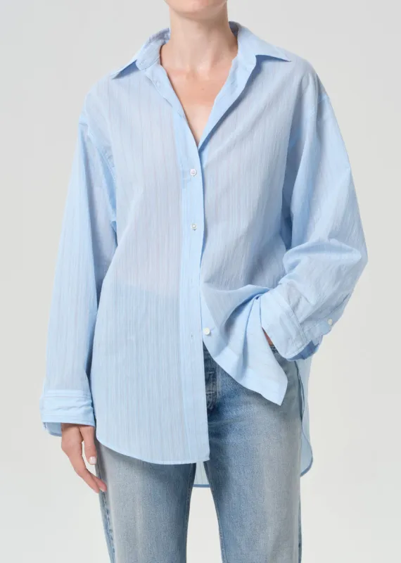 Sona Shirt in Fontana Stripe/Powder Blue made by Agolde