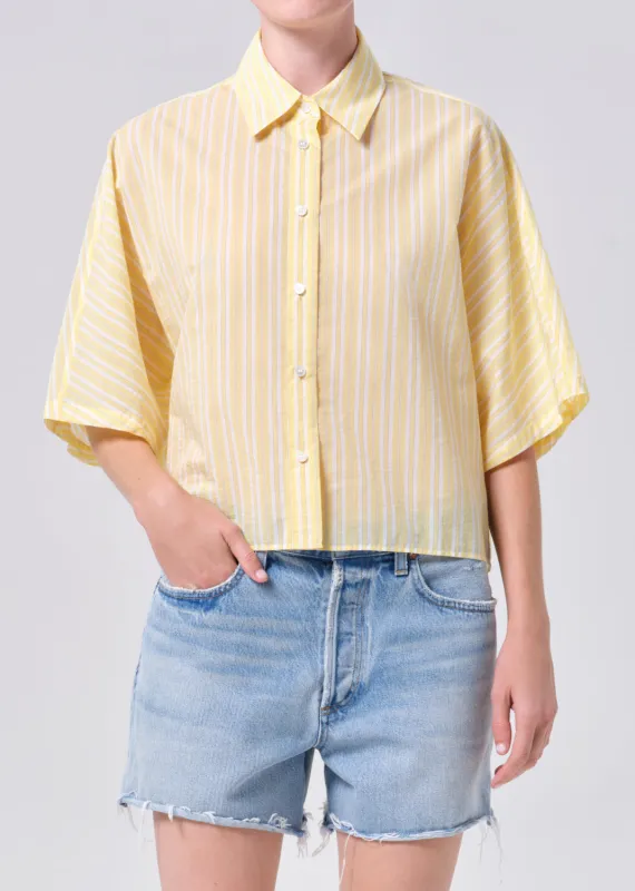 Merrin Shirt in Wirrel Stripe/Lemon Drop made by Agolde