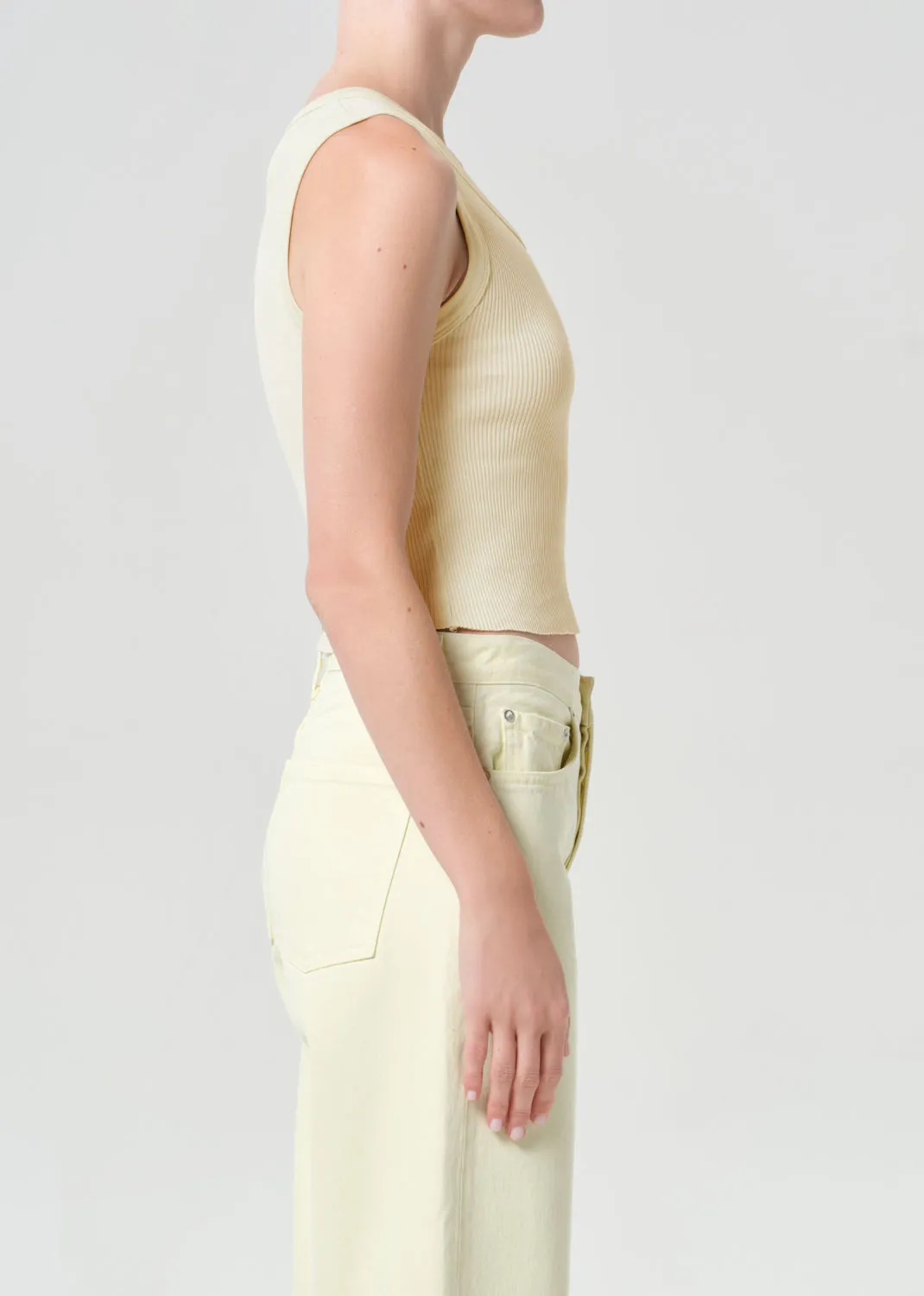 Shrunken Poppy Tank in Lemon Drop sold by Agolde product image thumbnail 3