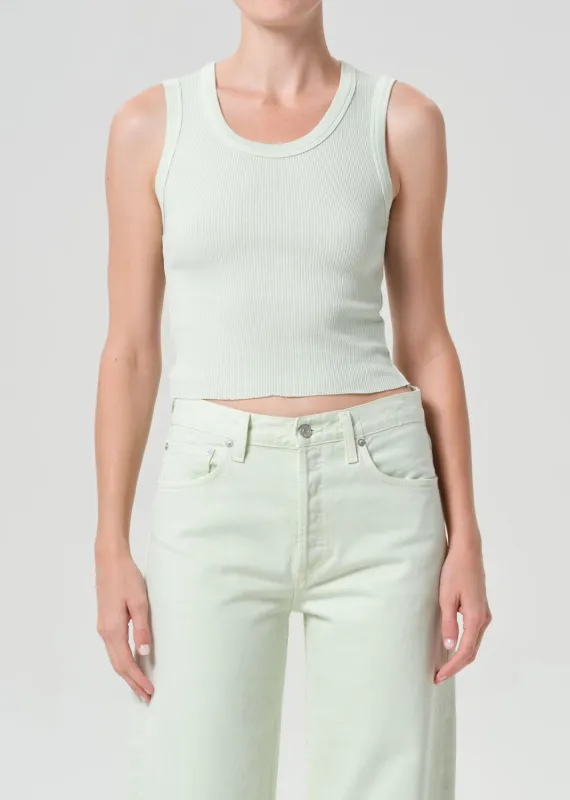 Shrunken Poppy Tank in Mint Cream made by Agolde