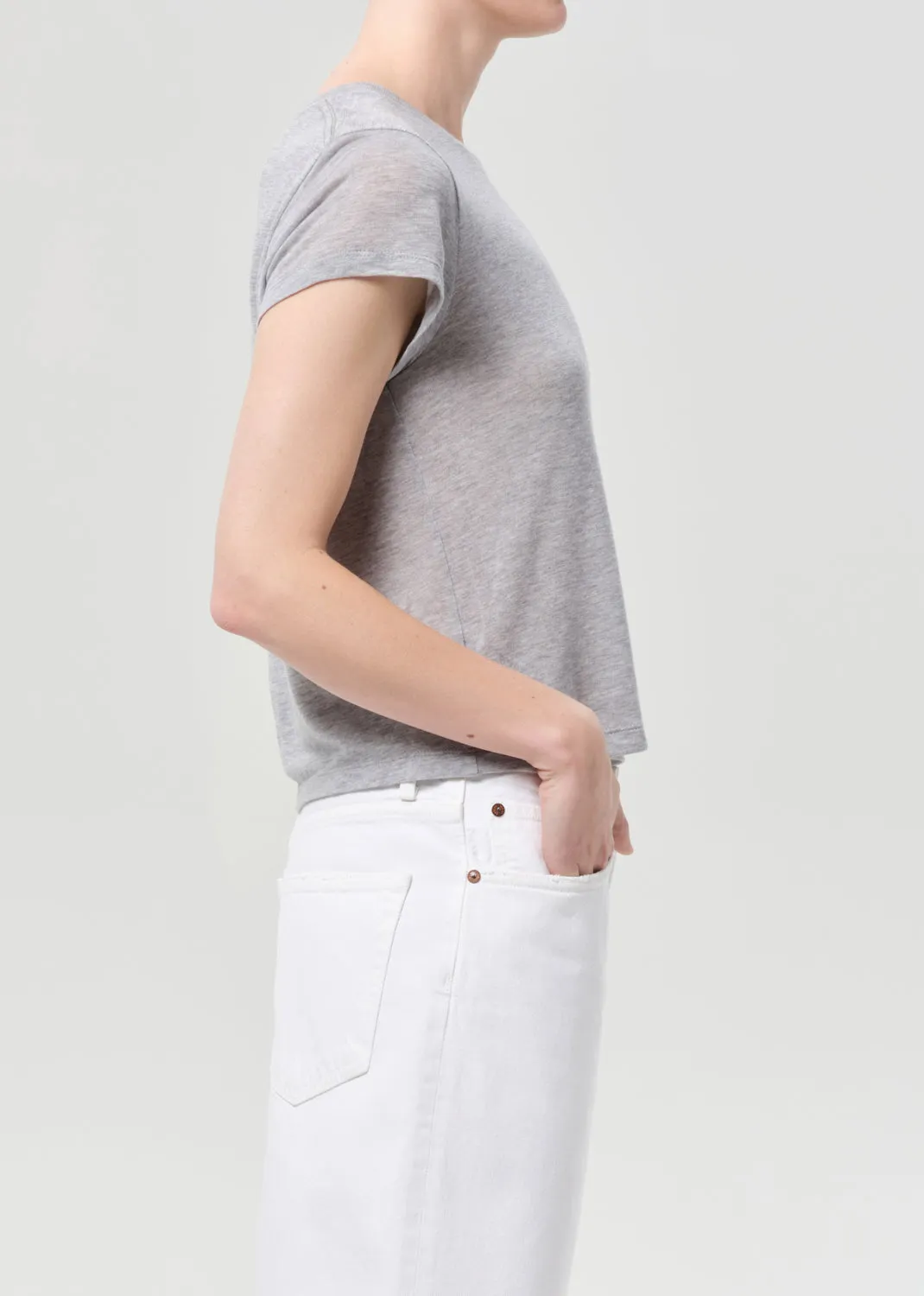 Adine Shrunken Tee in Grey Heather sold by Agolde product image thumbnail 3