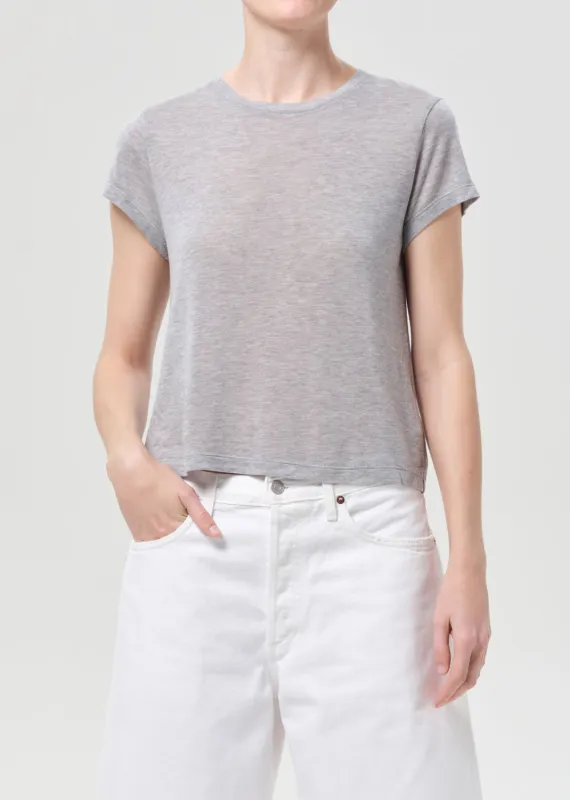 Adine Shrunken Tee in Grey Heather made by Agolde