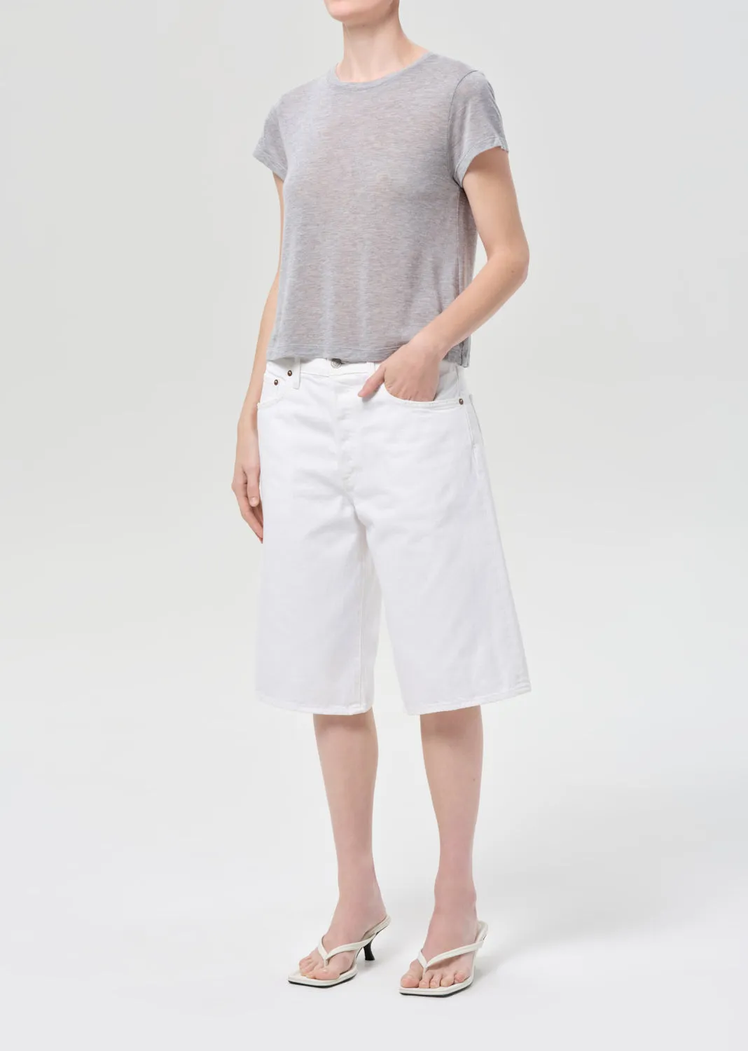 Adine Shrunken Tee in Grey Heather sold by Agolde product image thumbnail 4