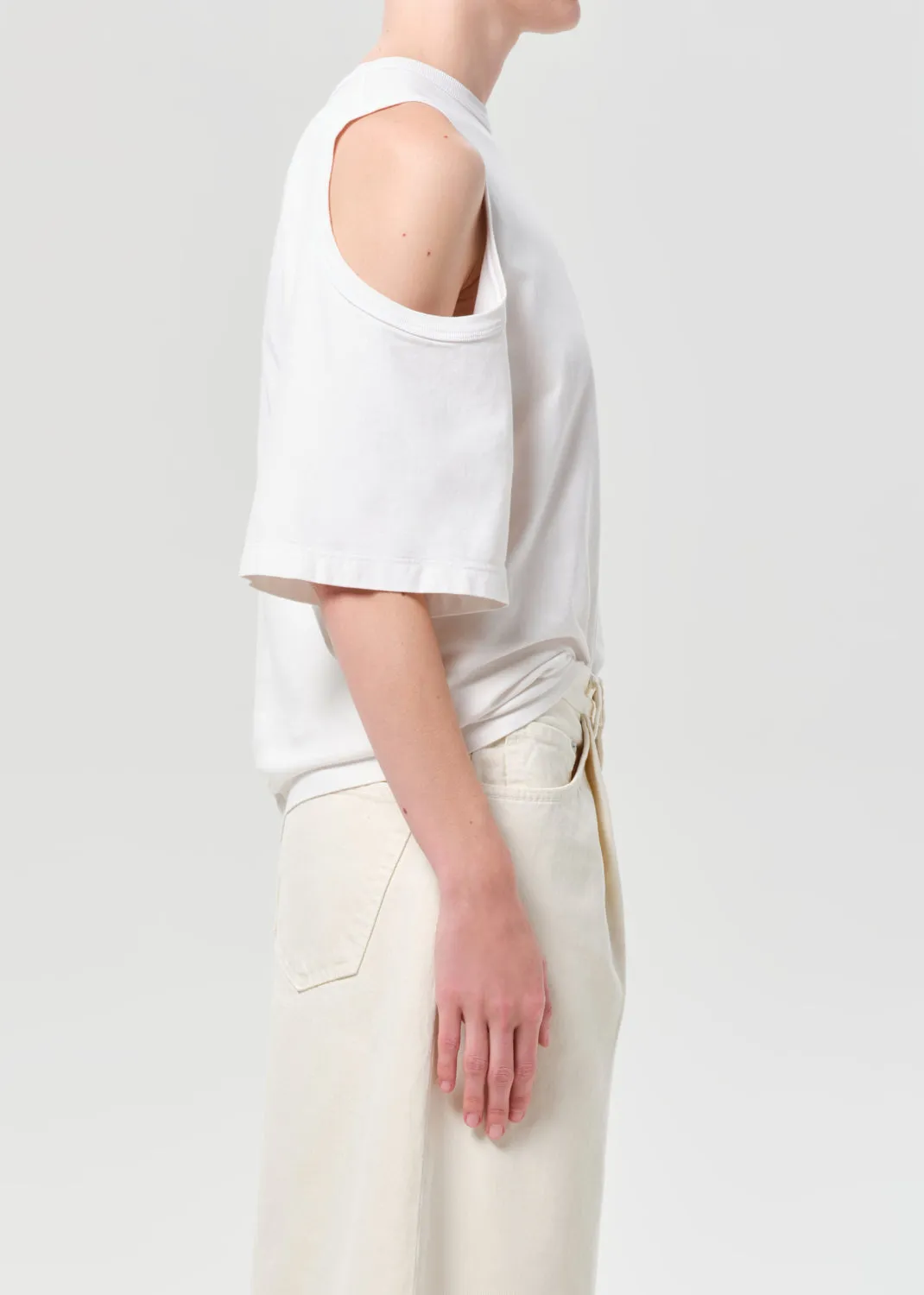 Shoulder Cut Out T-Shirt in White Ash sold by Agolde product image thumbnail 5