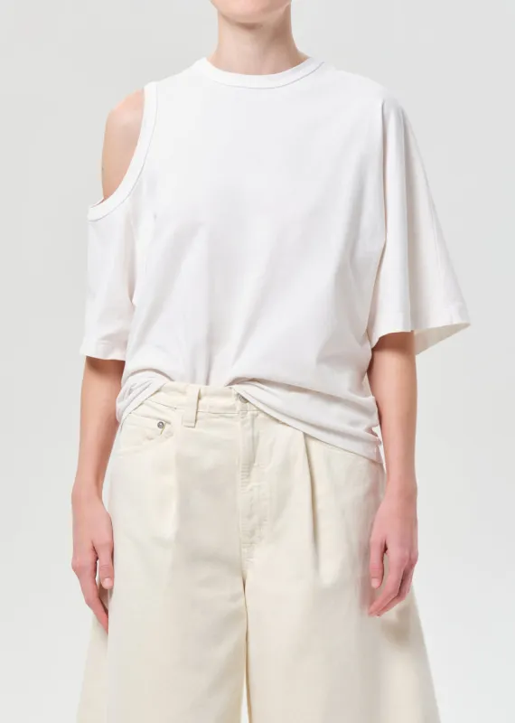 Shoulder Cut Out T-Shirt in White Ash made by Agolde