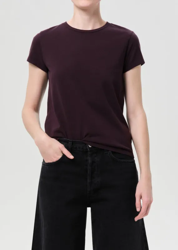 Long Line Adine Tee in Eggplant made by Agolde