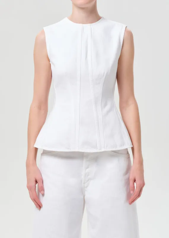 Corbin Denim Shell Shirt in Marshmallow made by Agolde