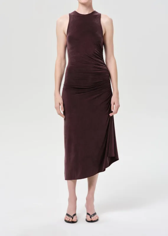 Anya Midi Dress in Plum made by Agolde