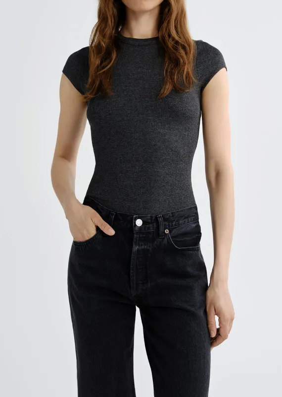 Edison Tee in Charcoal Heather made by Agolde