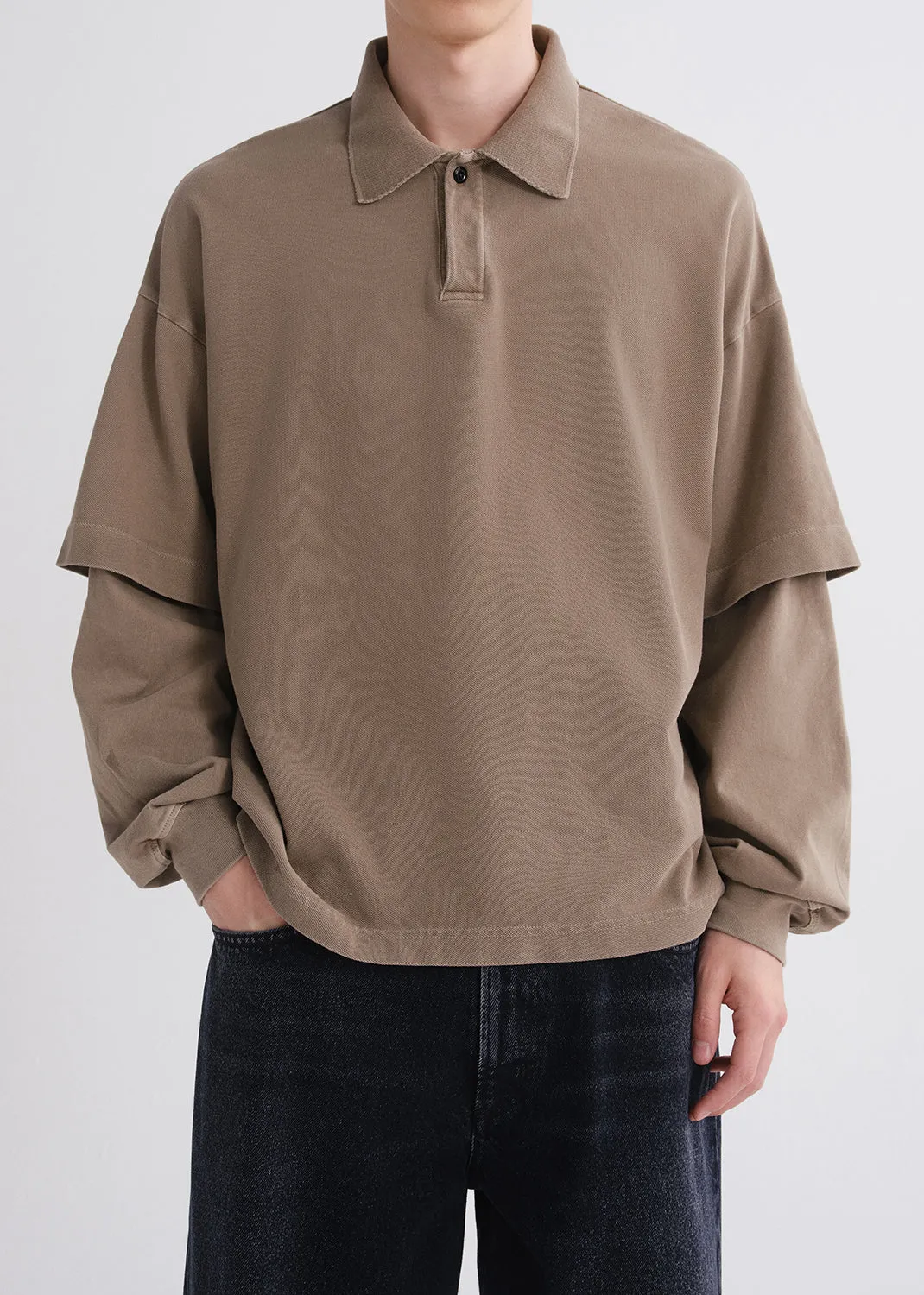 Curren Double Sleeve Polo in Trail sold by Agolde