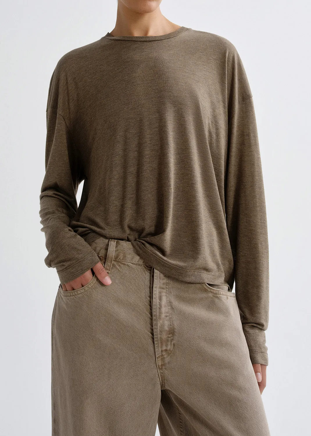 Sasha Tee (Tencel Jersey) in Loam sold by Agolde