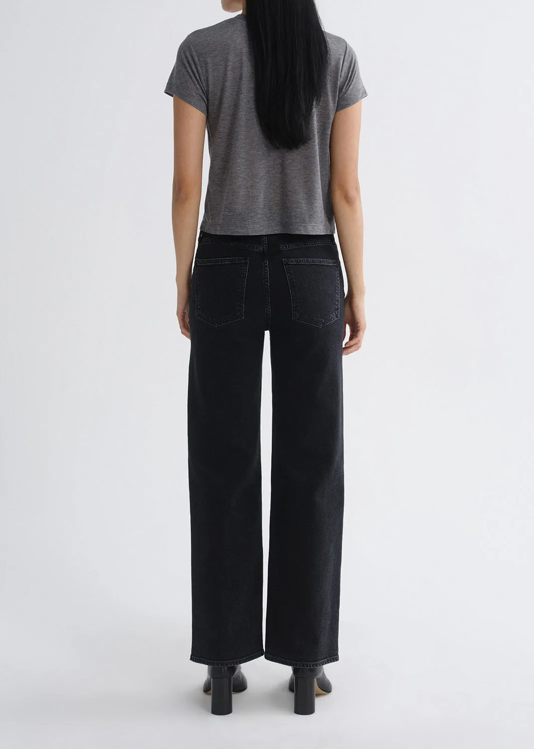 Adine Shrunken Tee (Tencel Jersey) in Grey Heather sold by Agolde product image thumbnail 4