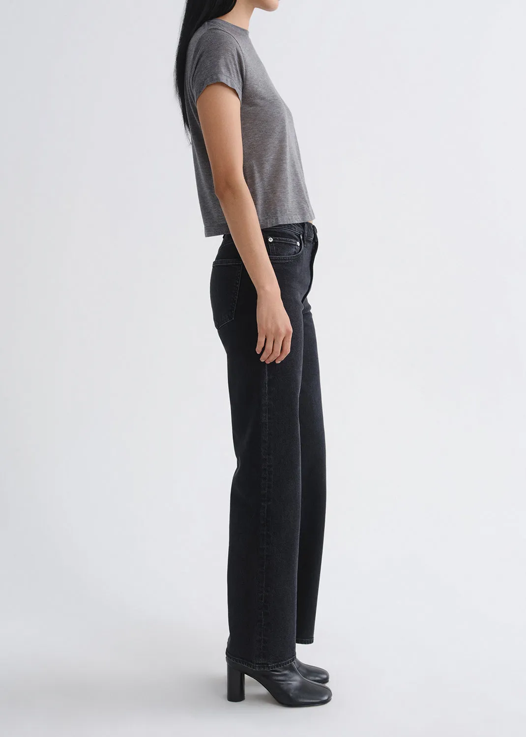 Adine Shrunken Tee (Tencel Jersey) in Grey Heather sold by Agolde product image thumbnail 3