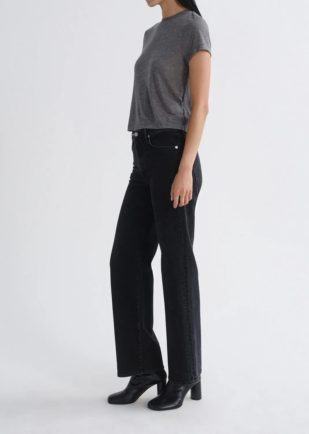 Adine Shrunken Tee (Tencel Jersey) in Grey Heather sold by Agolde product image thumbnail 5