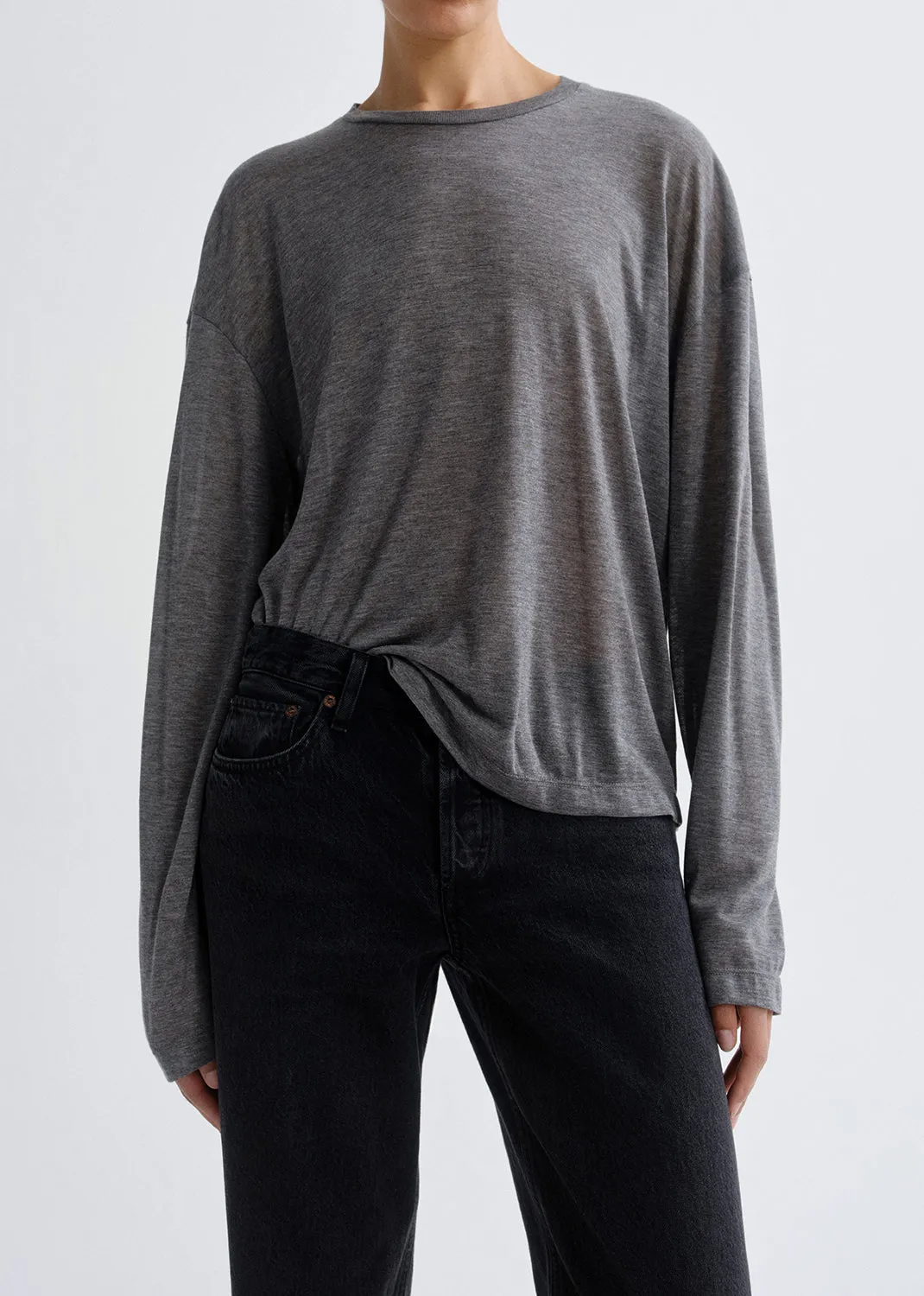 Sasha Tee (Tencel Jersey) in Grey Heather sold by Agolde