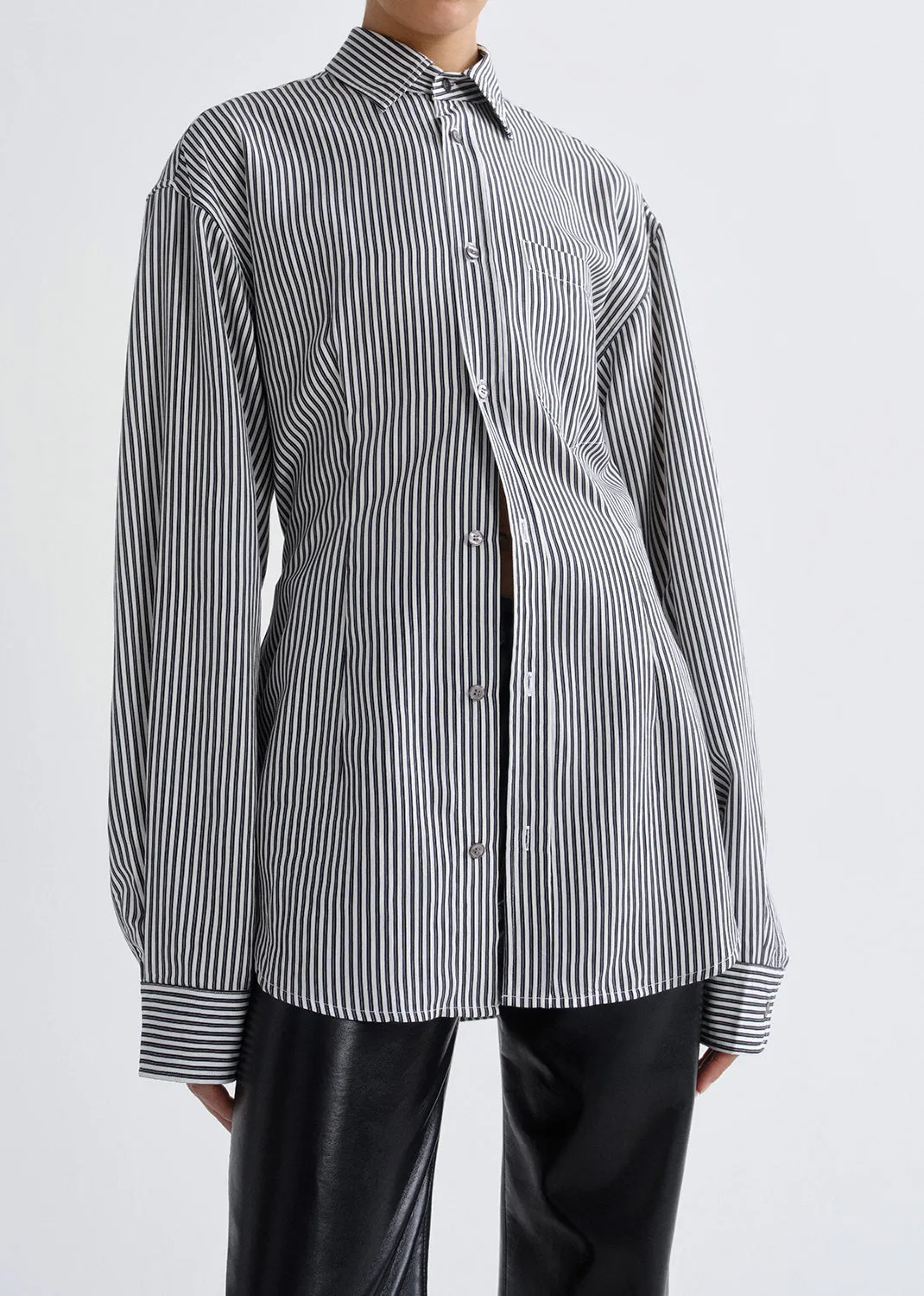 Cinch Shirt in Solene Stripe sold by Agolde