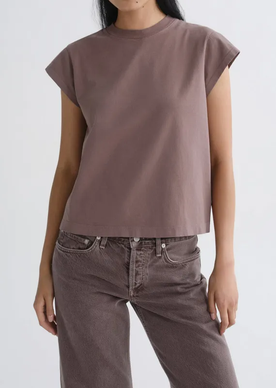 Bryce Cap Sleeve Tee in Mauvine made by Agolde