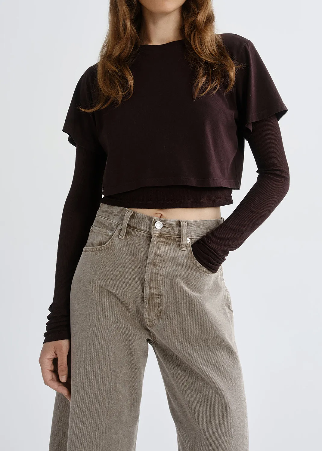 Romily Tee in Chocolate sold by Agolde