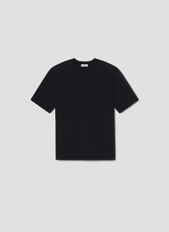 Asha Mock Neck Tee in Blackened Navy made by Agolde