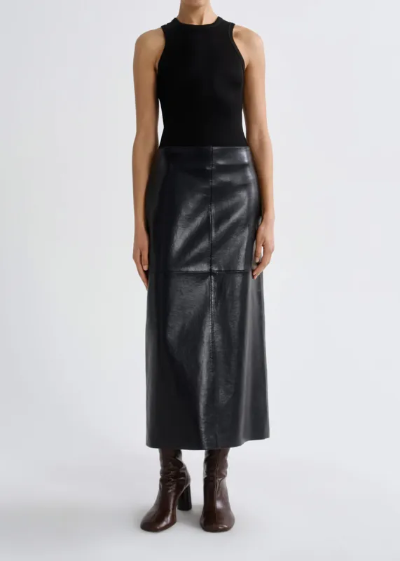 Hikson Skirt (Recycled Leather) in Detox made by Agolde