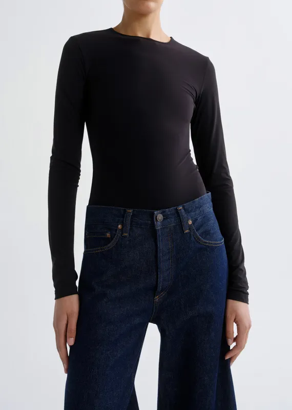 Aura Long Sleeve Bodysuit in Black made by Agolde