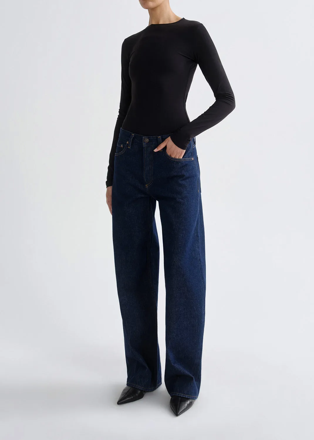 Aura Long Sleeve Bodysuit in Black sold by Agolde product image thumbnail 5