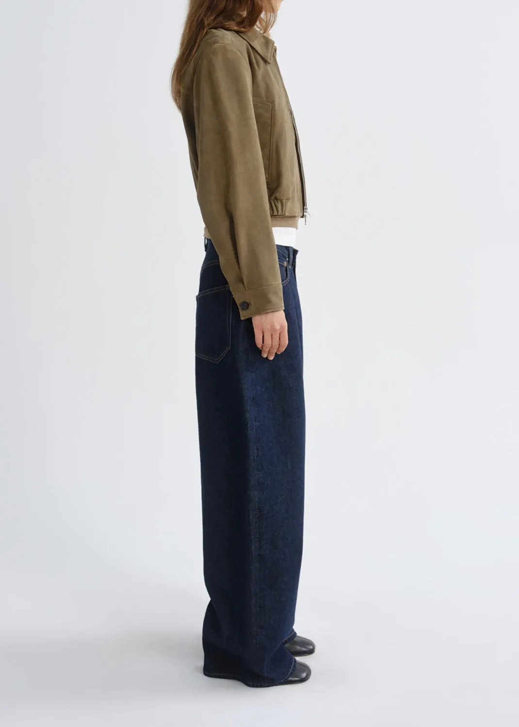 Nahla Cropped Jacket (Suede) in Canopy sold by Agolde product image thumbnail 4