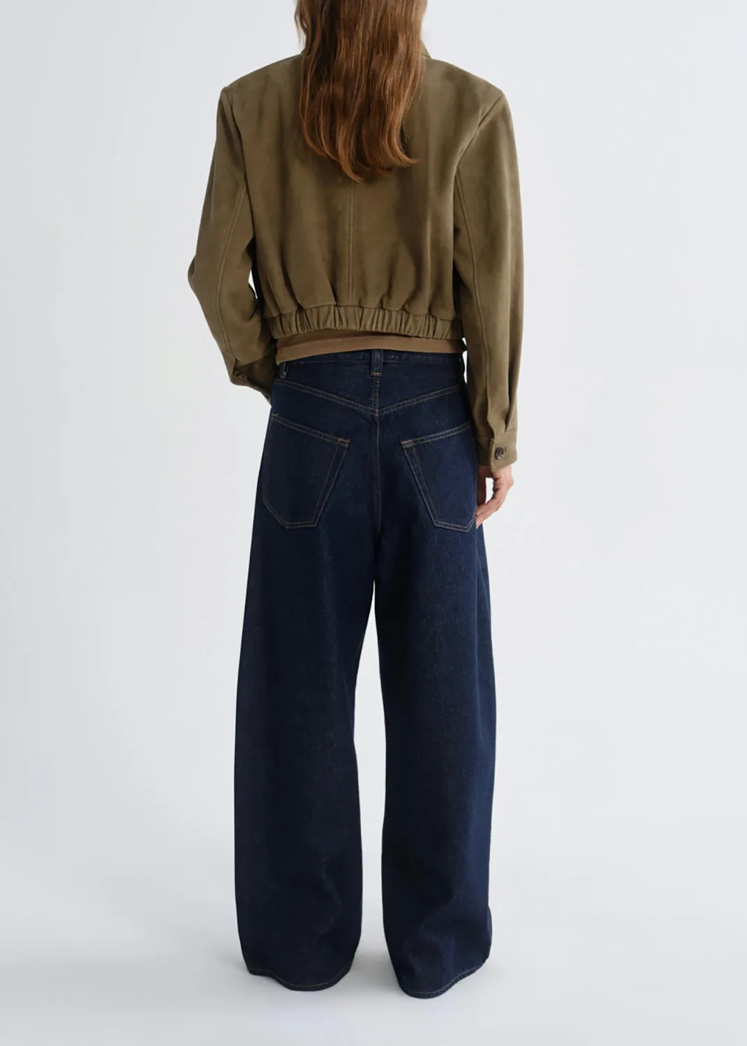 Nahla Cropped Jacket (Suede) in Canopy sold by Agolde product image thumbnail 3