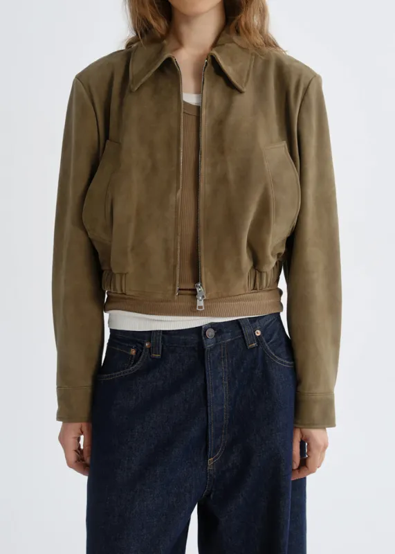 Nahla Cropped Jacket (Suede) in Canopy made by Agolde
