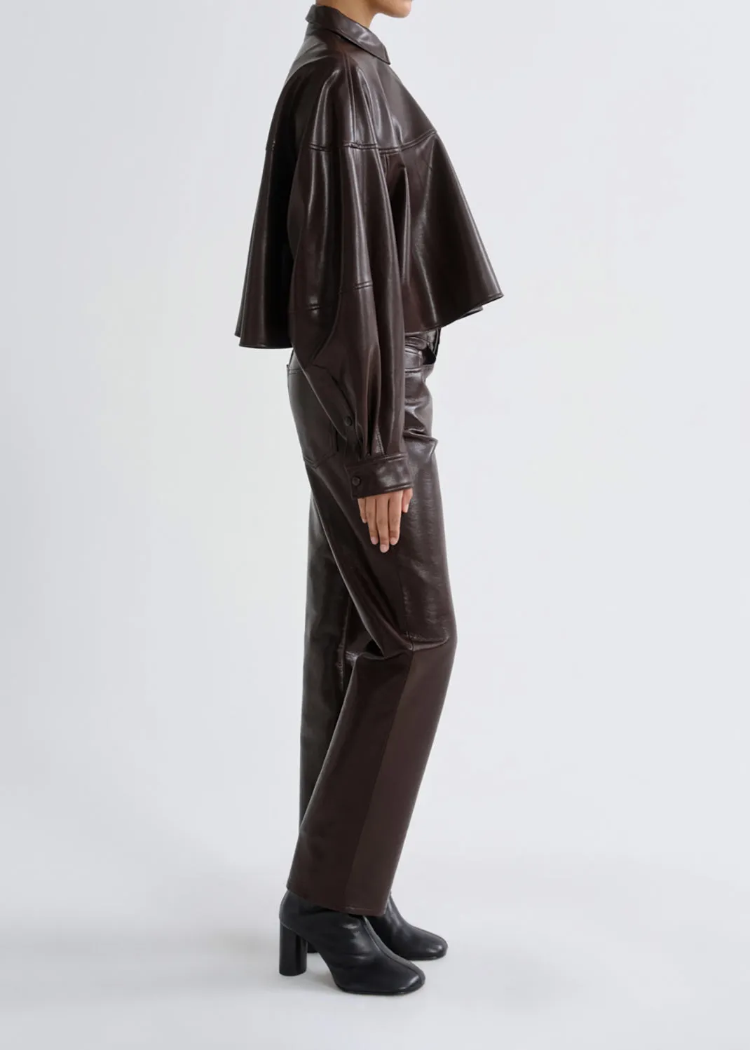 Agnes Shirt (Vegan Leather) in Madera sold by Agolde product image thumbnail 4