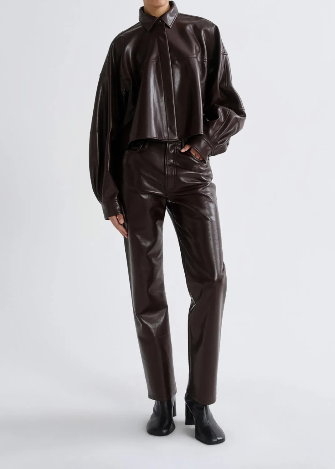 Agnes Shirt (Vegan Leather) in Madera sold by Agolde product image thumbnail 2