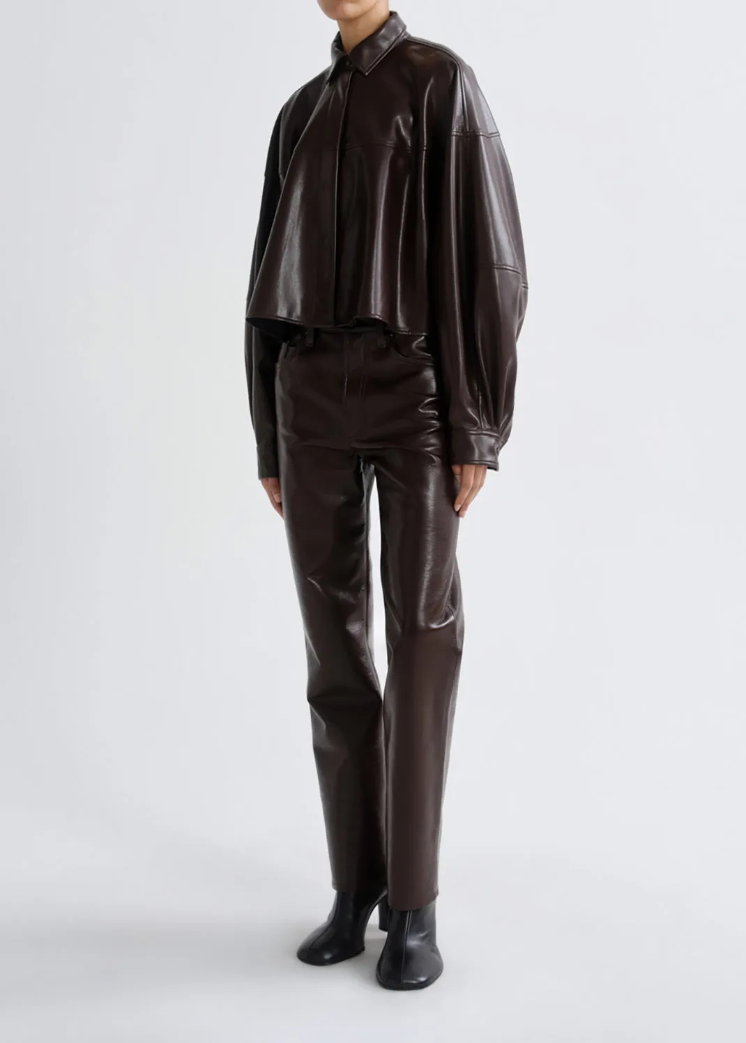 Agnes Shirt (Vegan Leather) in Madera sold by Agolde product image thumbnail 5