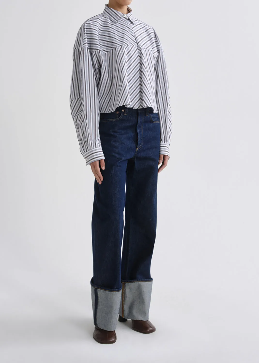Agnes Shirt in Meyer Stripe Bracken/Blue sold by Agolde product image thumbnail 5