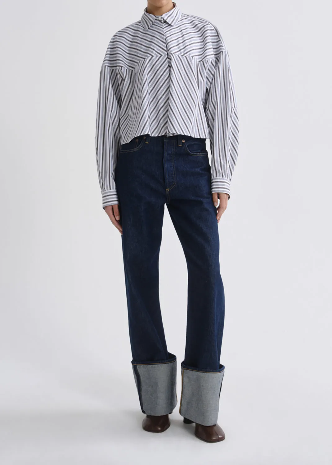 Agnes Shirt in Meyer Stripe Bracken/Blue sold by Agolde product image thumbnail 2
