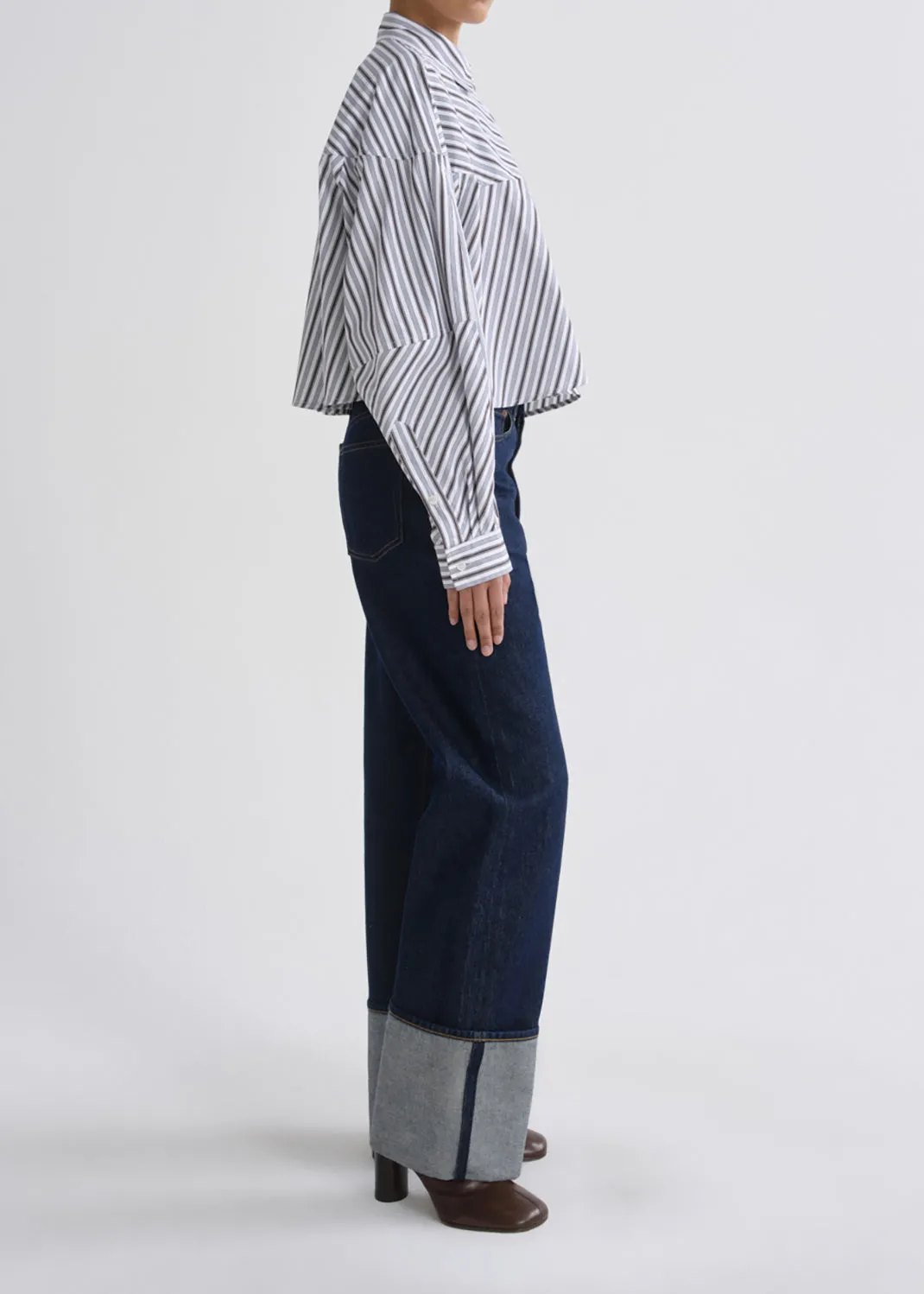 Agnes Shirt in Meyer Stripe Bracken/Blue sold by Agolde product image thumbnail 4