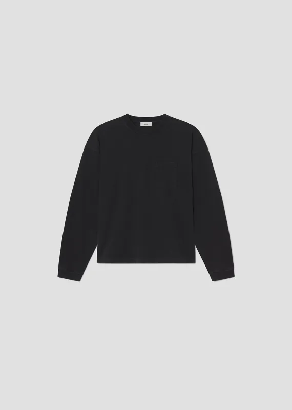 Lucan Long Sleeve Tee in Washed Black made by Agolde