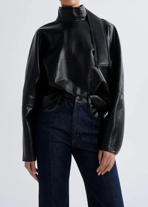 Kembra Top (Recycled Leather) in Detox made by Agolde