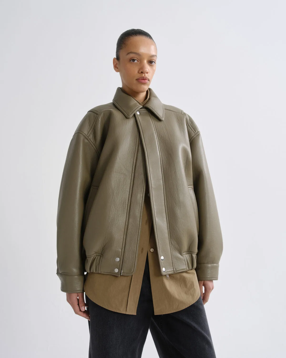 Ona Bomber Jacket in Canopy sold by Agolde