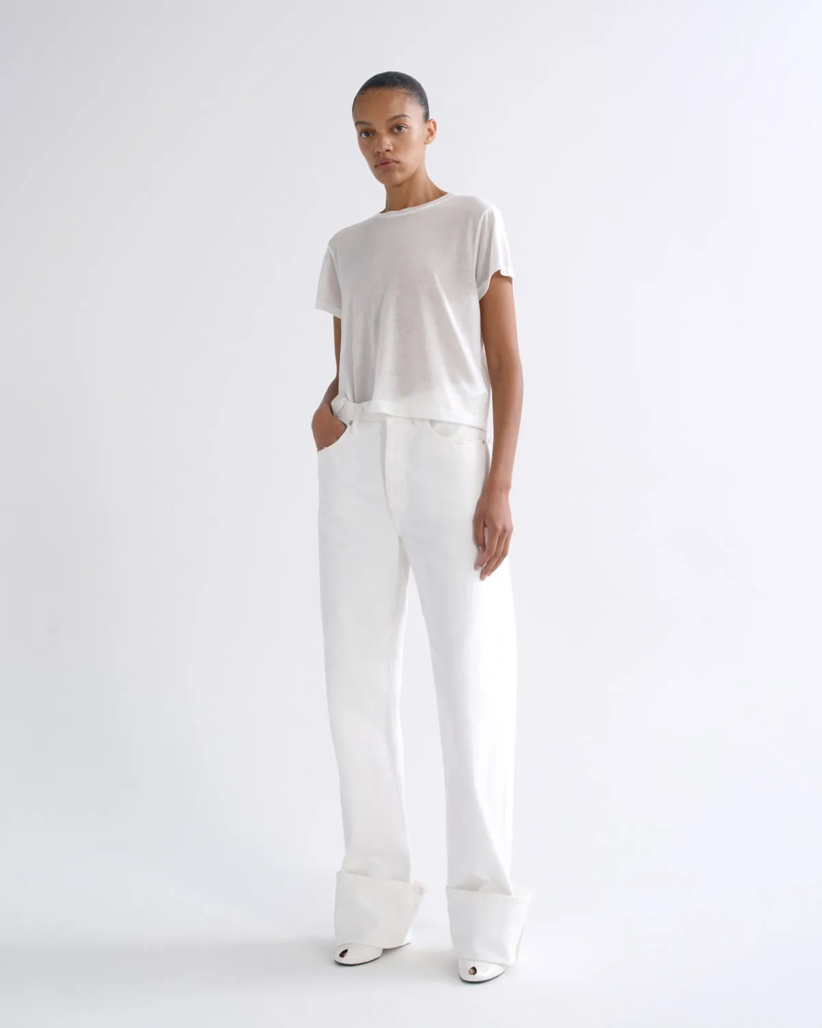 Adine Shrunken Tee (Tencel Jersey) in Gesso sold by Agolde product image thumbnail 3