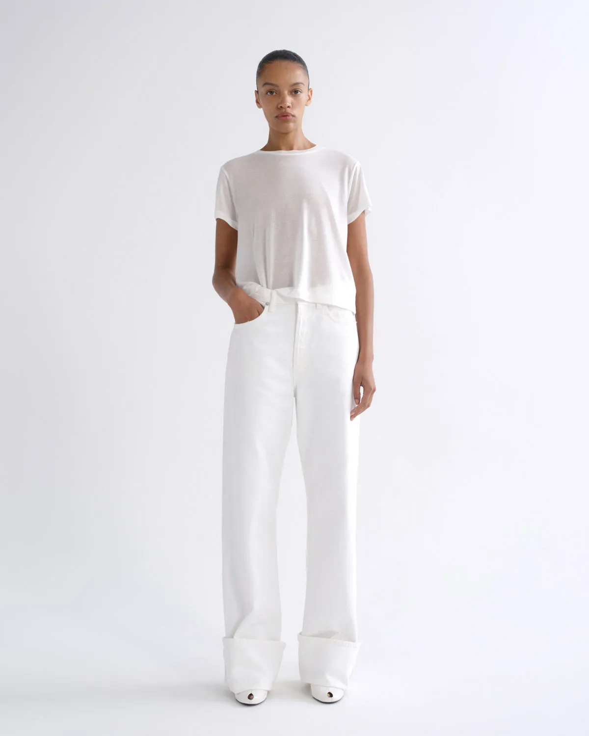 Adine Shrunken Tee (Tencel Jersey) in Gesso sold by Agolde product image thumbnail 5