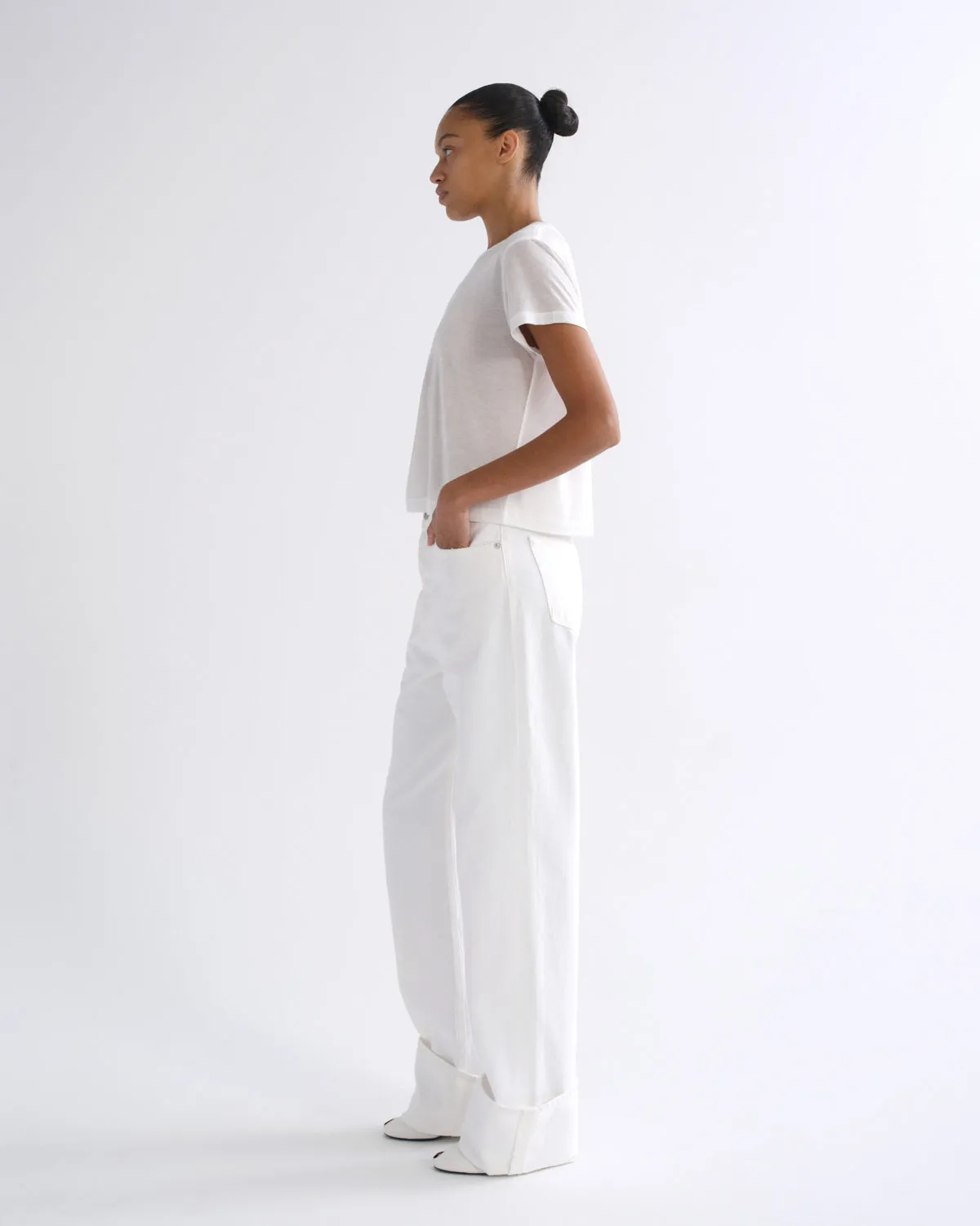 Adine Shrunken Tee (Tencel Jersey) in Gesso sold by Agolde product image thumbnail 4