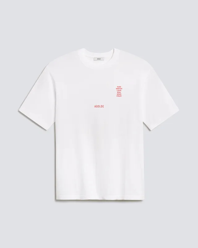 Ron Finley Short Sleeve Tee in Soft White made by Agolde