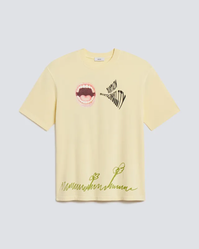 Ron Finley Short Sleeve Tee in Pale Yellow made by Agolde