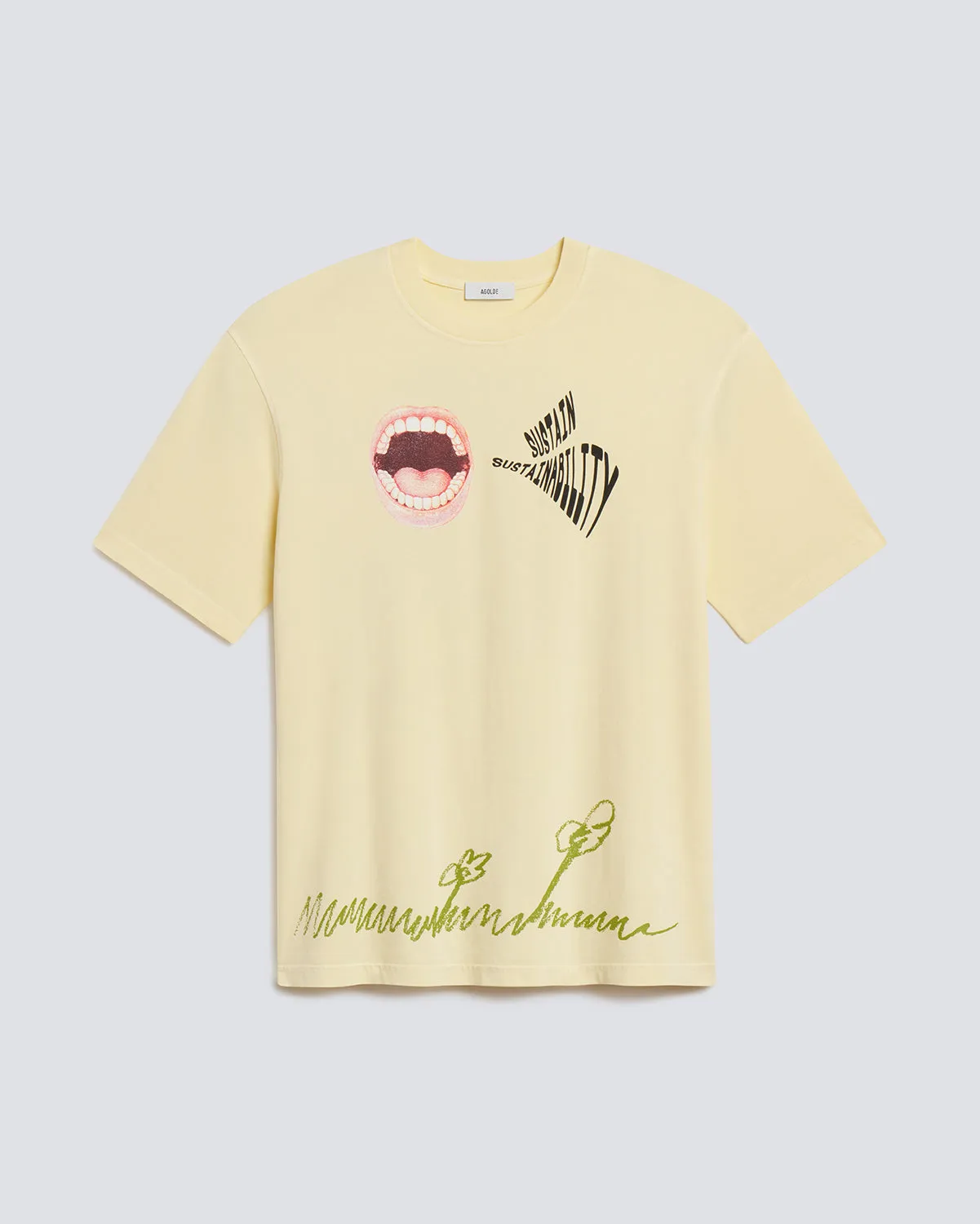 Ron Finley Short Sleeve Tee in Pale Yellow sold by Agolde