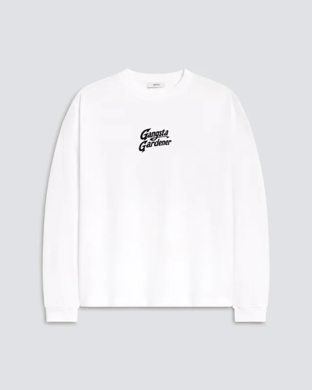 Ron Finley Long Sleeve Tee in Soft White made by Agolde
