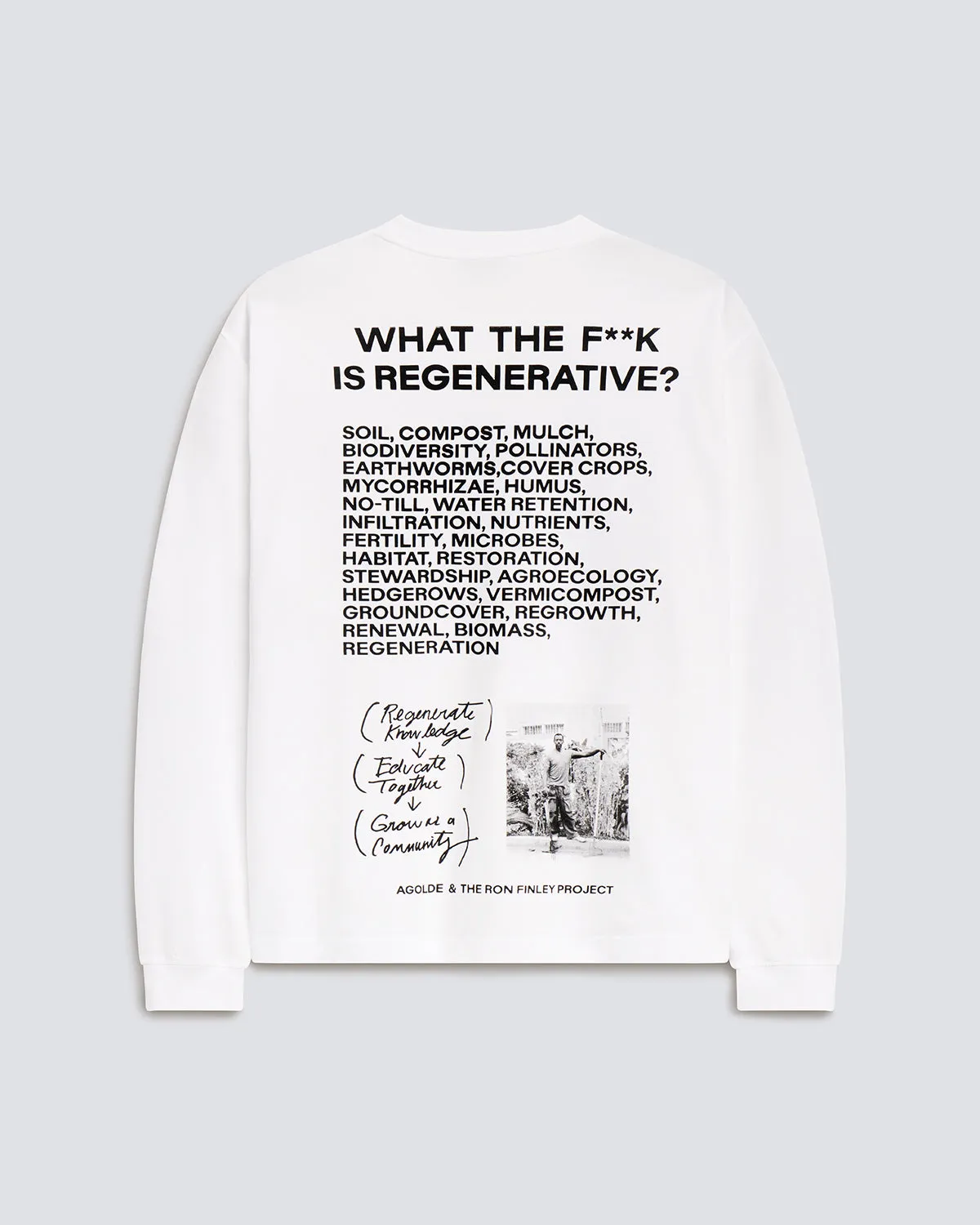 Ron Finley Long Sleeve Tee in Soft White sold by Agolde product image thumbnail 2