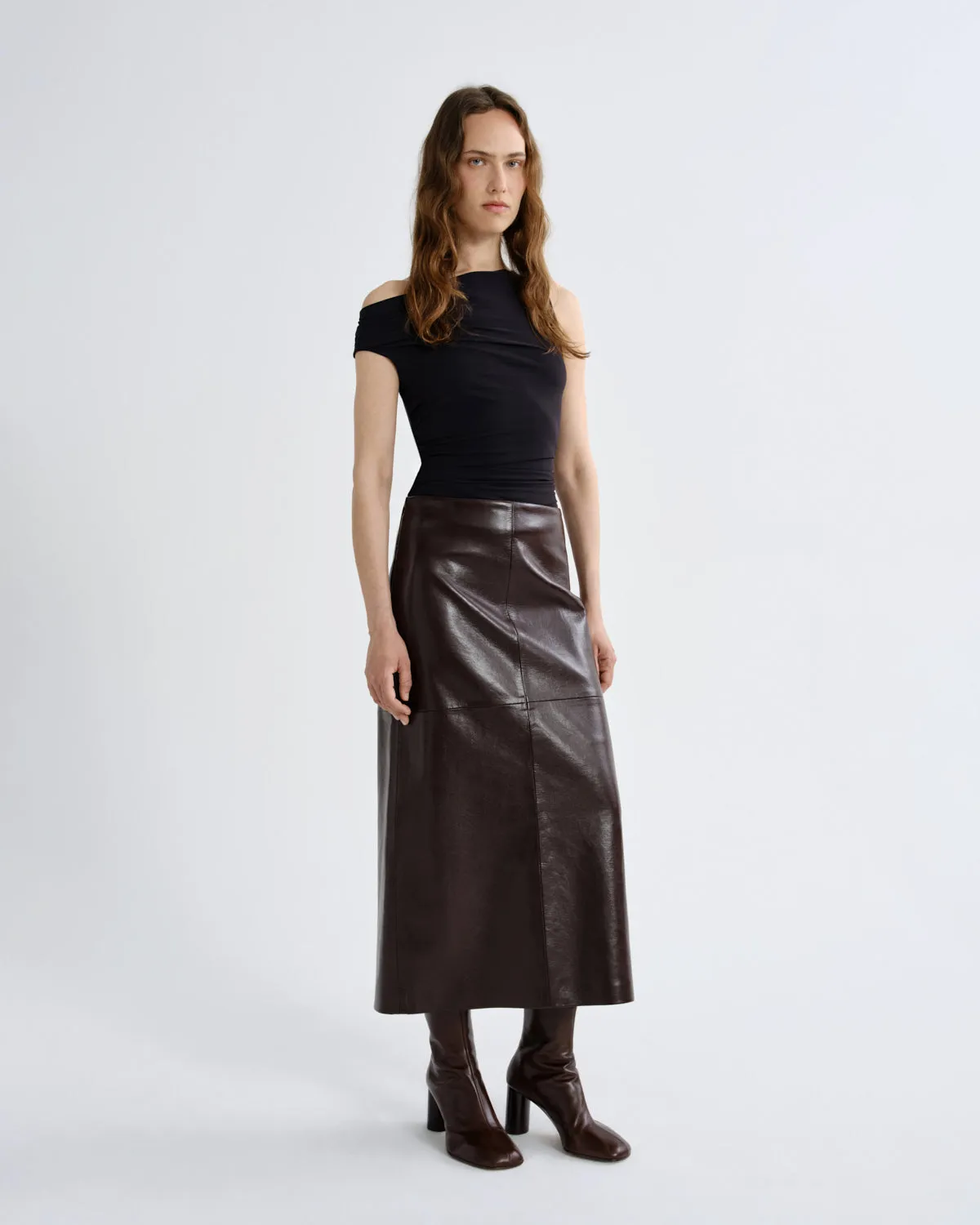Hikson Skirt (Recycled Leather) in Madera sold by Agolde product image thumbnail 4