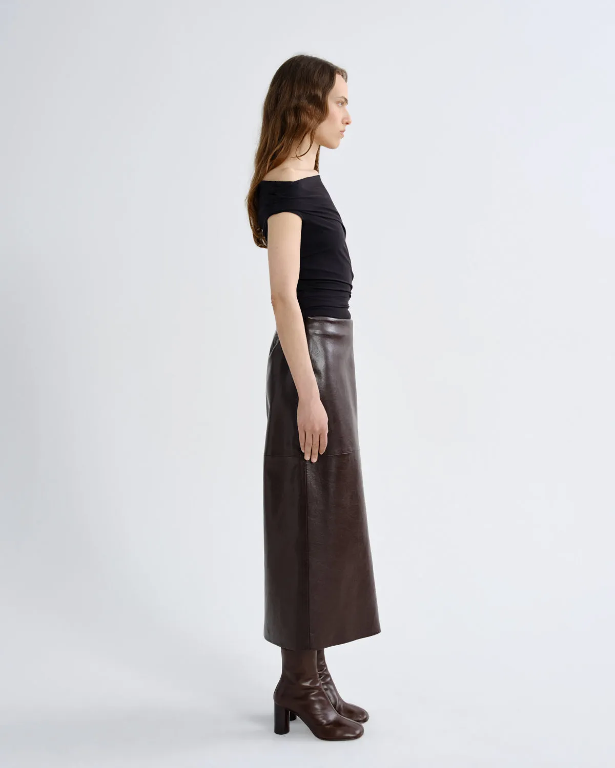 Hikson Skirt (Recycled Leather) in Madera sold by Agolde product image thumbnail 3