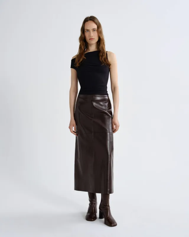 Hikson Skirt (Recycled Leather) in Madera made by Agolde